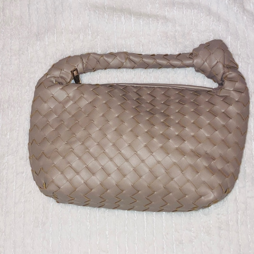 A New Day Elegant leather Woven Tan mini Handbag NWOT